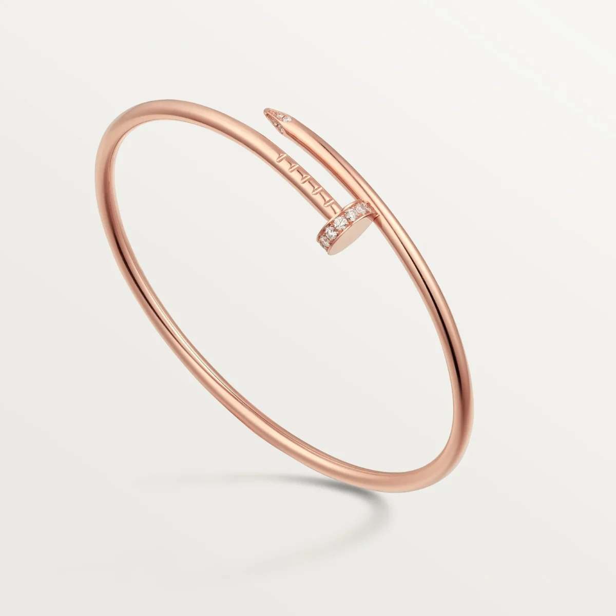 Elegant Pink Gold Nail Inspired Bangle with Sparkling Crystals Small Model 2