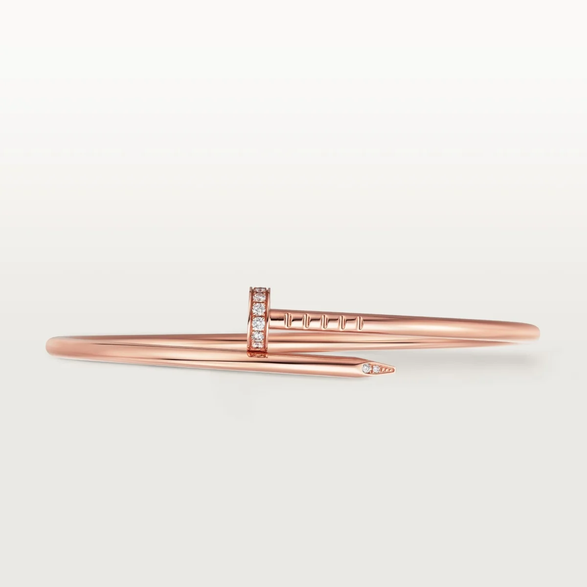 Elegant Pink Gold Nail Inspired Bangle with Sparkling Crystals Small Model 7