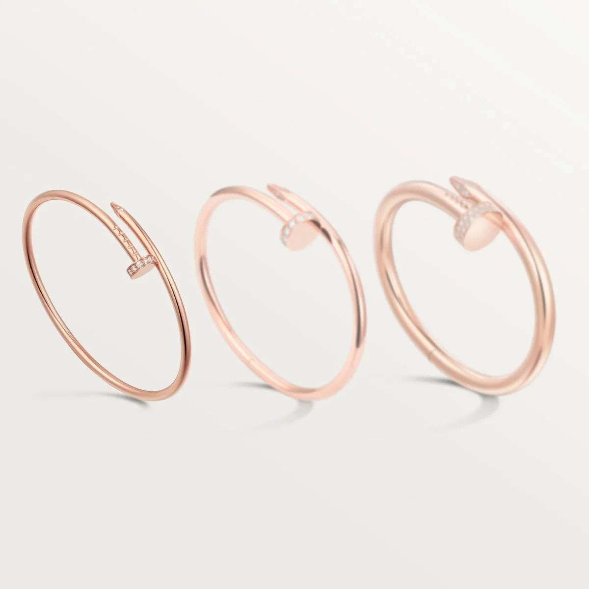 Elegant Pink Gold Nail Inspired Bangle with Sparkling Crystals Small Model 8
