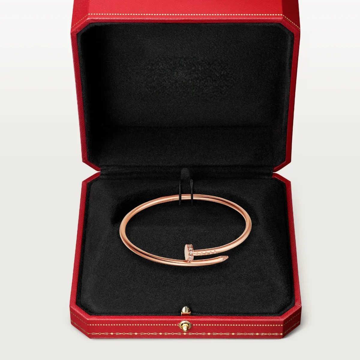 Elegant Pink Gold Nail Inspired Bangle with Sparkling Crystals Small Model 9