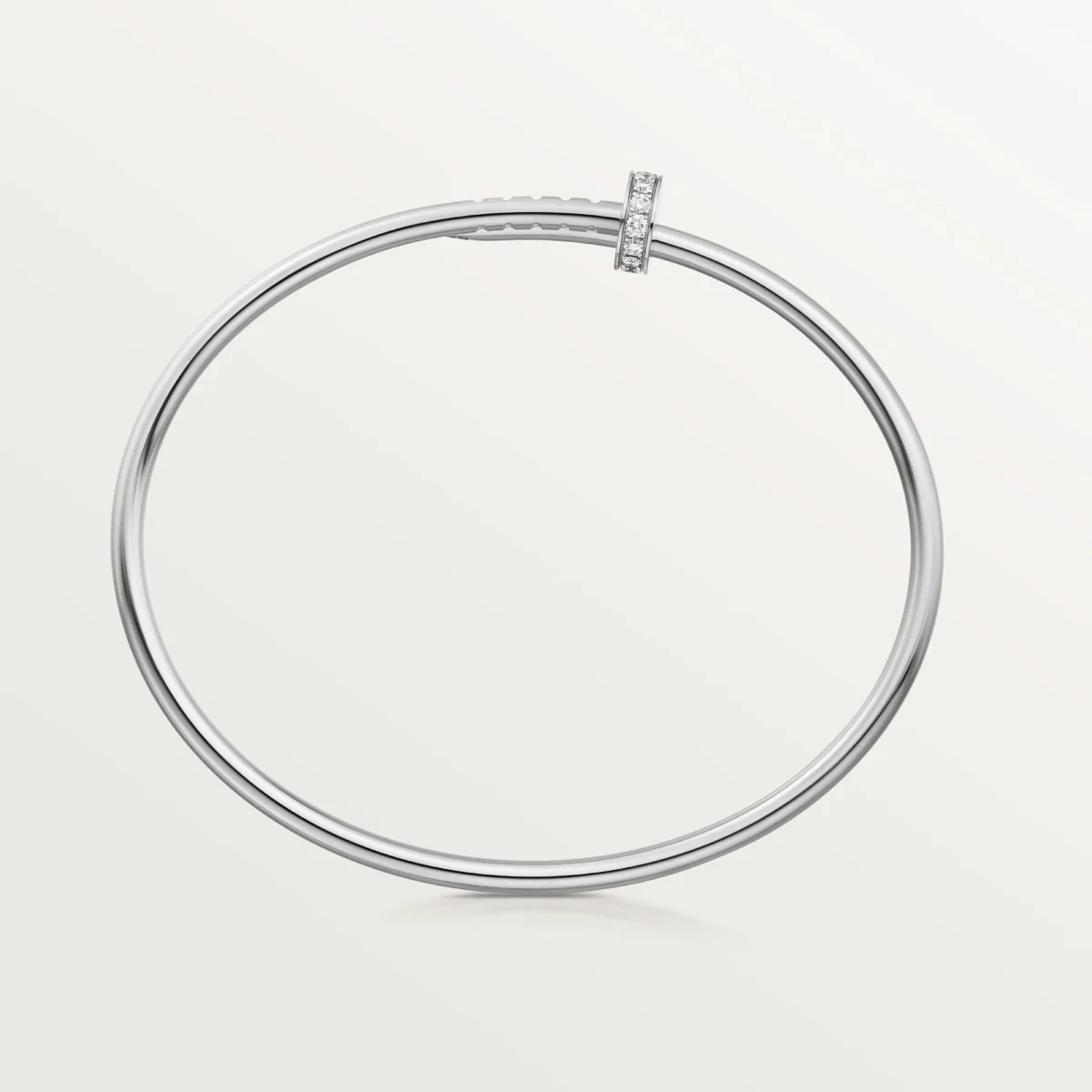 Elegant White Gold Nail Inspired Bangle with Sparkling Crystals Small Model 3