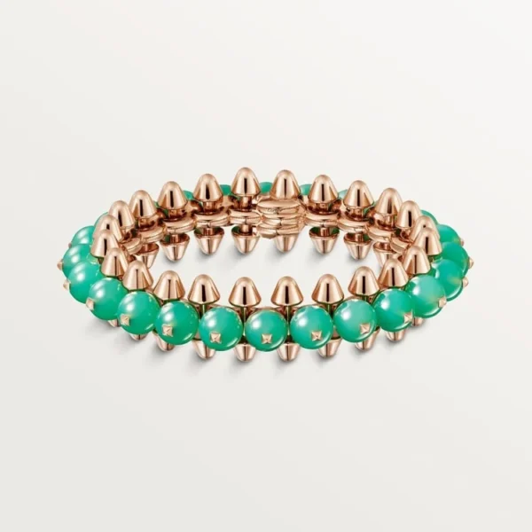 Shimmer Gold Pink Pyramid Bangle with Emerald Edge, Extra-large model