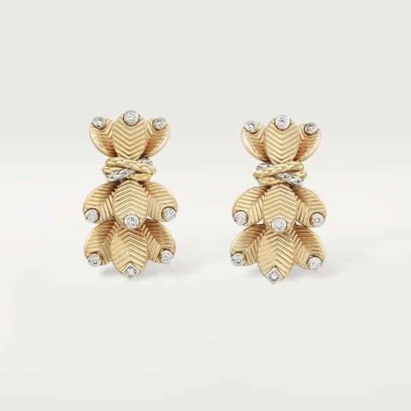 Gold Crowned Botanica – Regal Leaf Earrings Celebrating Nature and Glamour