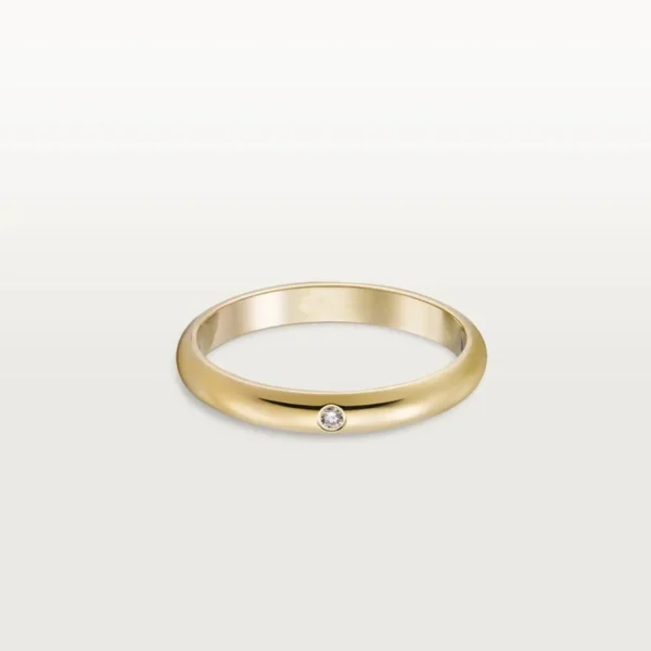 Gold Dot of Eternity – Smooth Wedding Ring Featuring a Tiny Brilliance, 2.6 mm width