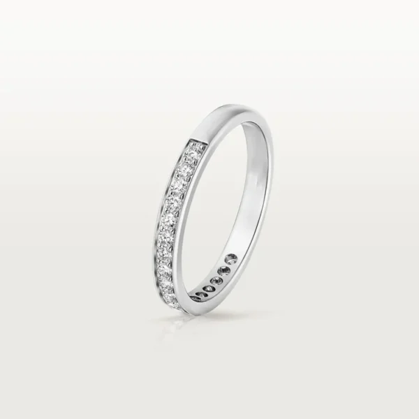 Platinum Gold Echo of Eternity – Refined Band with Halfway Diamond Sparkle, 2.6 mm width
