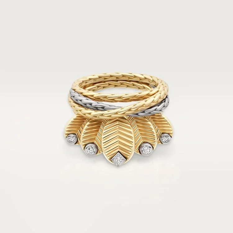 Gold Embrace Of The Forest Queen – Textured Leaf Ring With Sparkling Accentssds 1