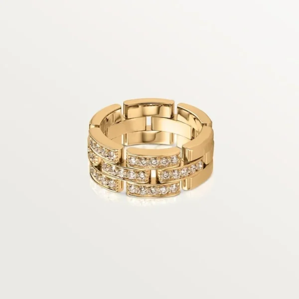 Gold Grid Of Brilliance – Architectural Ring With Layered Sparkle