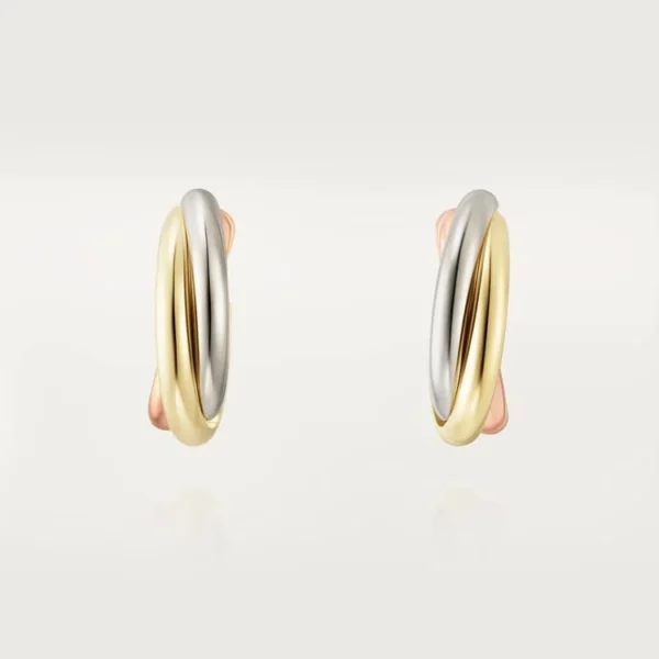 Gold Harmony of Three – Triple-Tone Interlinked Earrings for Timeless Elegance, mini model