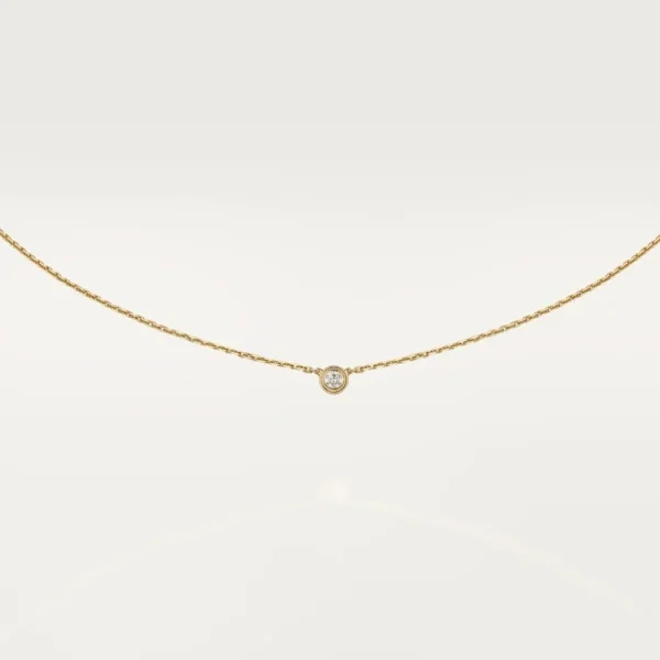 Gold Light of Simplicity – Minimalist Solitaire Necklace with Single Crystal Center, mini model