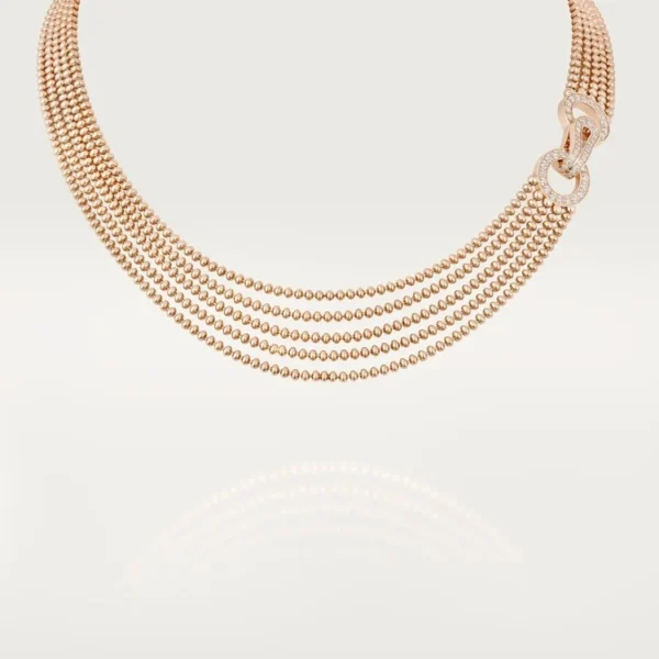 Gold Queen’s Cascade – Layered Beaded Statement Necklace with Crystal Embellishments, small model
