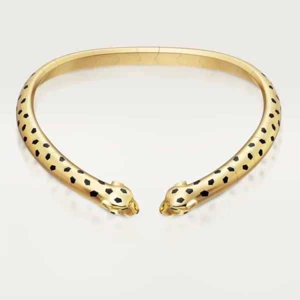 Gold Roar of Silence – Twin Panther Choker in Glossy Finish with Striking Symmetry