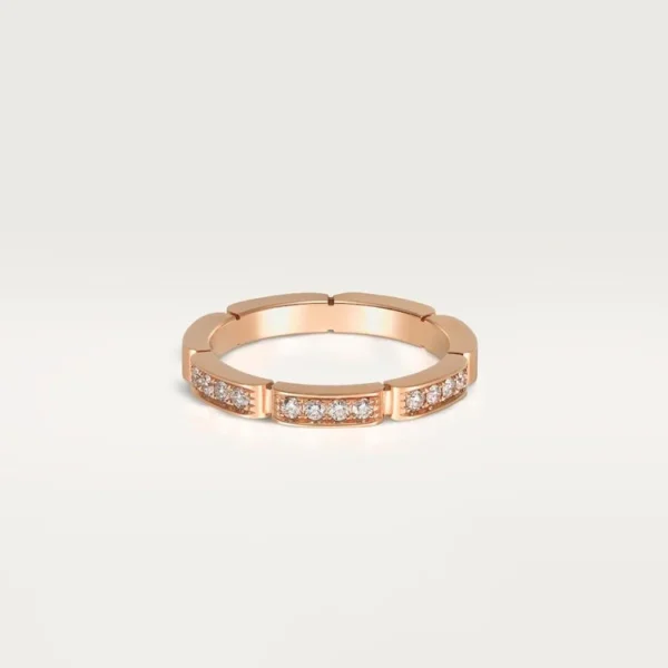 Pink Gold Brilliance Of Unity – Segment-Linked Ring With Gleaming Stones