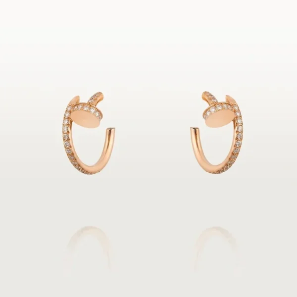 Pink Gold Coil of Daring – Elegant Half-Hoop Earrings Wrapped in Radiant Crystals, small model