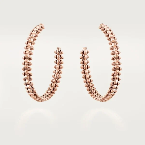 Pink Gold Crown of Spikes – Geometric Pyramid Earrings Symbolizing Strength and Style, large model