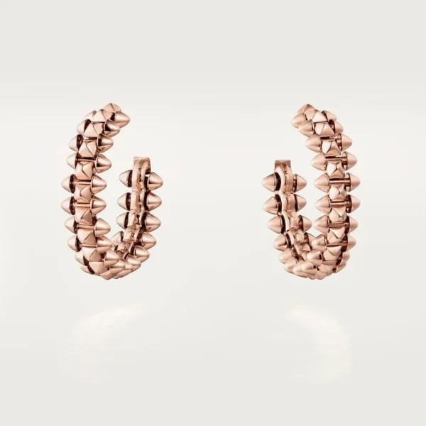 Pink Gold Crown of Spikes – Geometric Pyramid Earrings Symbolizing Strength and Style, small Model