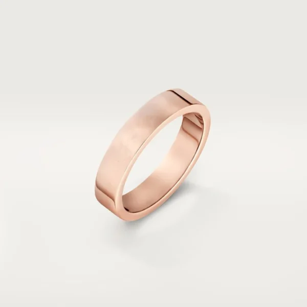 Pink Gold Face of Devotion – Modern Flat Band for Lasting Love with Personalized Lettering, 4 mm width