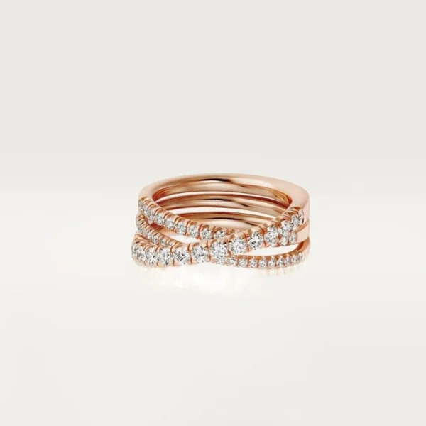 Pink Gold Flow Of Eternal Grace – Delicate Overlapping Bands With Diamond Detail