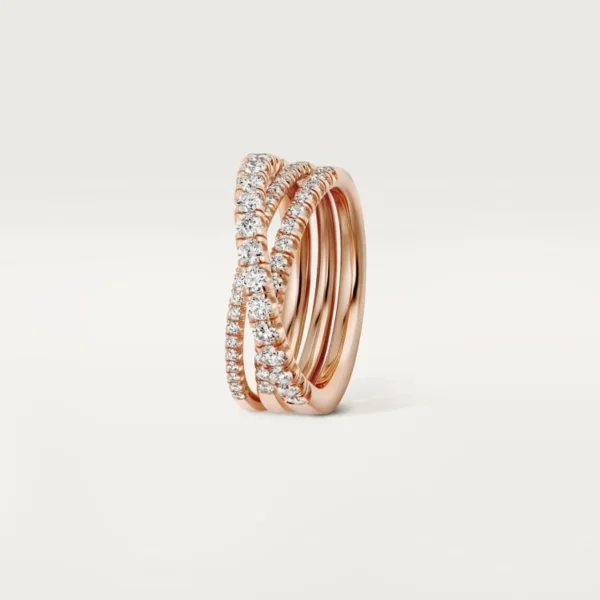 Pink Gold Flow Of Eternal Grace – Delicate Overlapping Bands With Diamond Detail