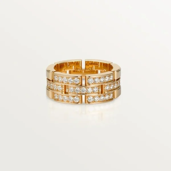 Pink Gold Grid Of Brilliance – Architectural Ring With Layered Sparkle