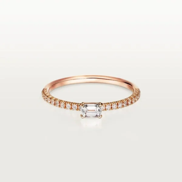 Pink Gold Light of Devotion – Fine Band Ring Featuring A Rectangular Spark of Love
