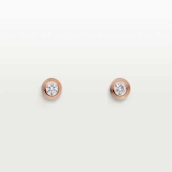 Pink Gold Light of Forever – Minimalist Bezel-Set Earrings with Elegant Crystal Glow
