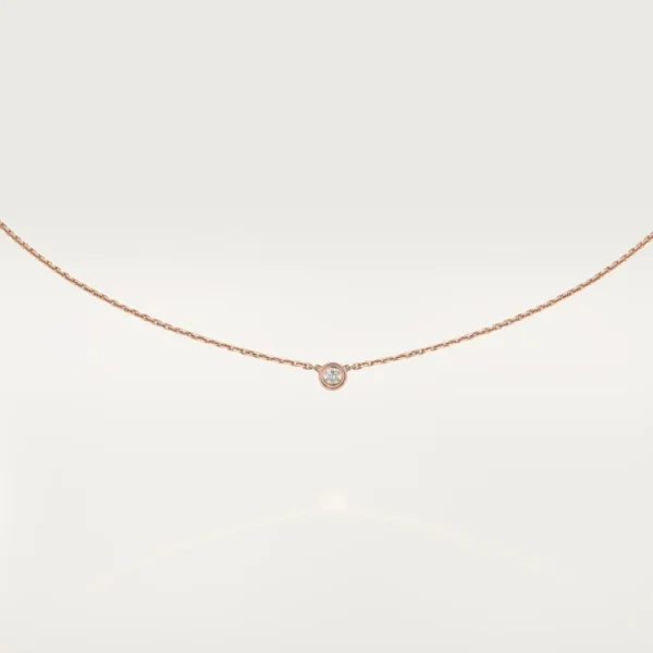 Pink Gold Light of Simplicity – Minimalist Solitaire Necklace with Single Crystal Center, mini model