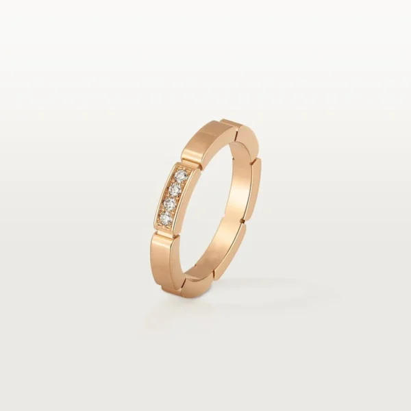 Pink Gold Rhythm Of Brilliance – Minimalist Block Ring With Four Diamonds