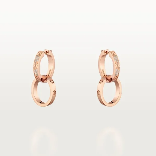 Pink Gold Spark Of Connection – Interlinked Diamond Hoop Earrings With Chic Energy