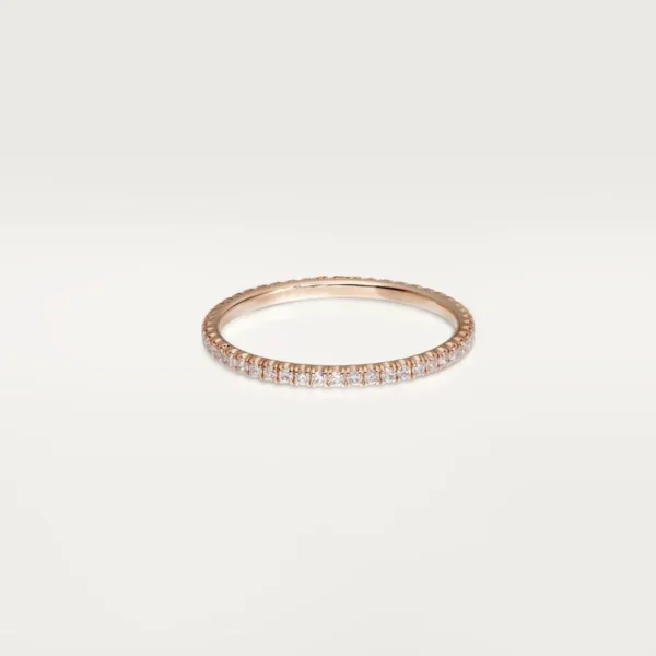 Pink Gold Symphony of Light – Sparkling Micro-Set Band for Subtle Radiance, 1.5 mm width