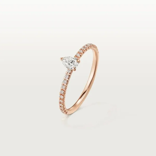 Pink Gold Thread of Eternity – Sleek Engagement Ring with Timeless Emerald Center