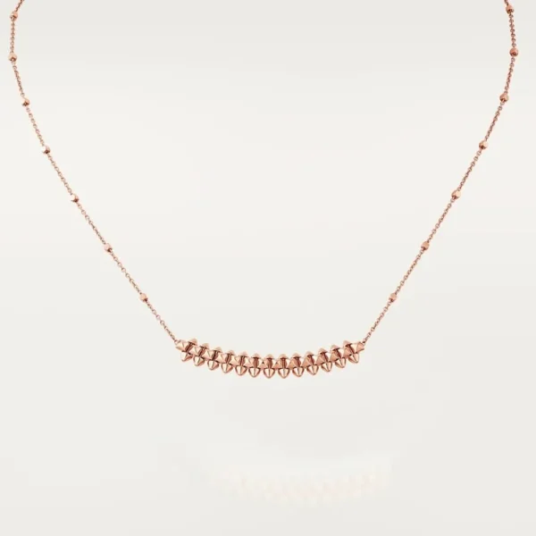 Pink Golden Rhythm – Spiked Centerpiece Necklace on Dotted Chain, small model