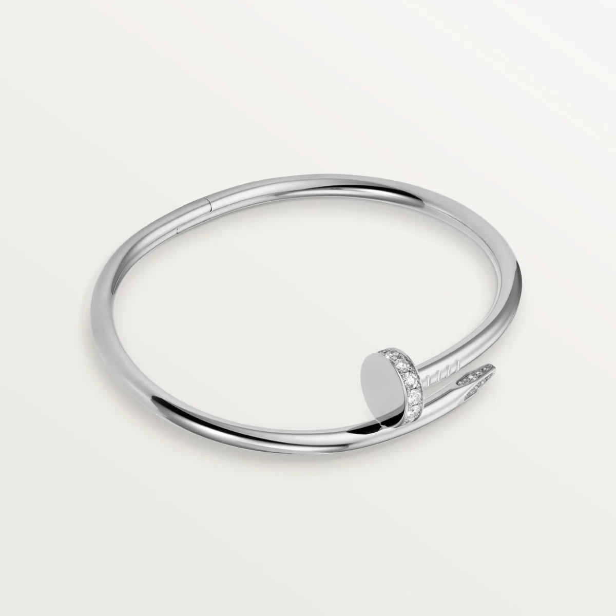 Thumb Elegant White Gold Nail Inspired Bangle with Sparkling Crystals Classic Model 1