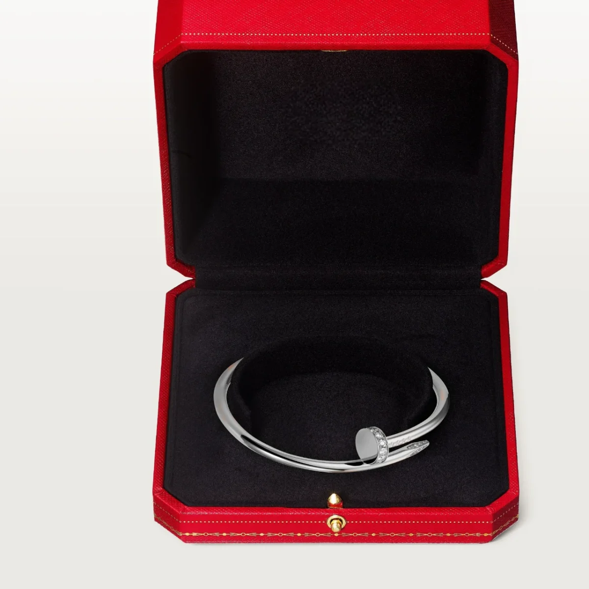 Thumb Elegant White Gold Nail Inspired Bangle with Sparkling Crystals Classic Model 10