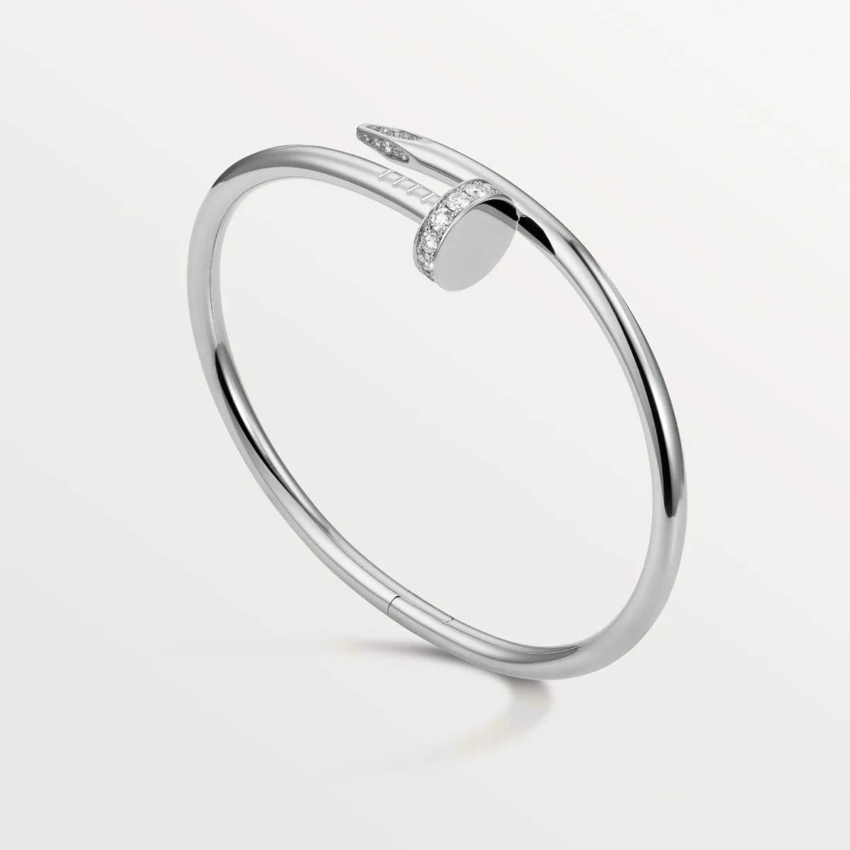 Thumb Elegant White Gold Nail Inspired Bangle with Sparkling Crystals Classic Model 2