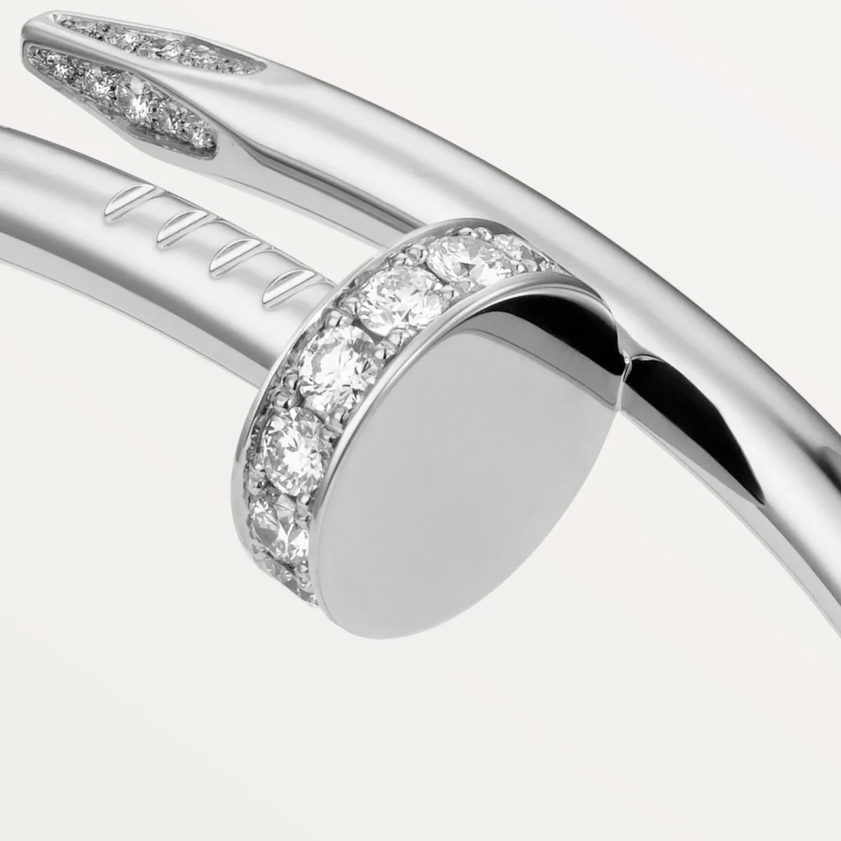 Thumb Elegant White Gold Nail Inspired Bangle with Sparkling Crystals Classic Model 6