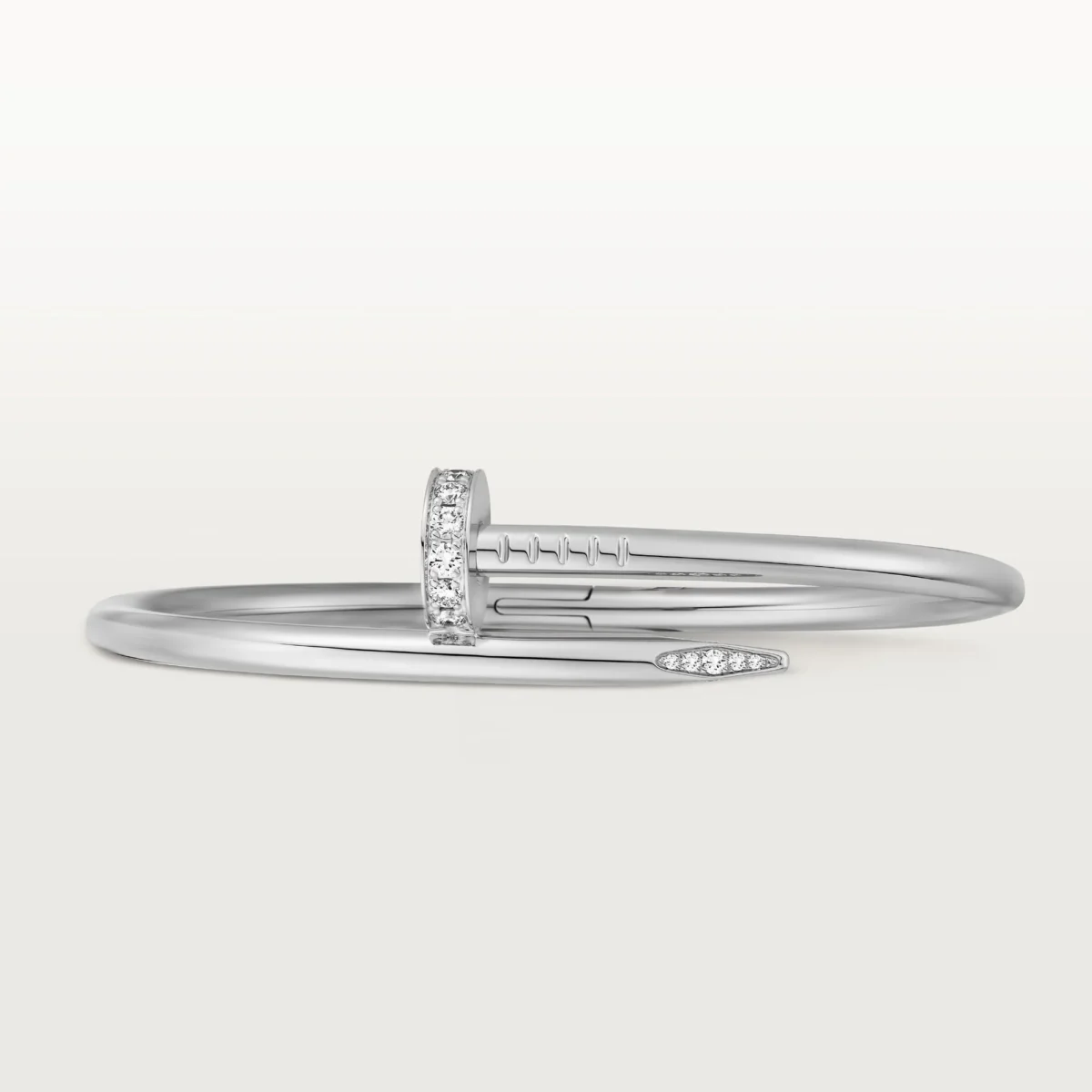 Thumb Elegant White Gold Nail Inspired Bangle with Sparkling Crystals Classic Model 7