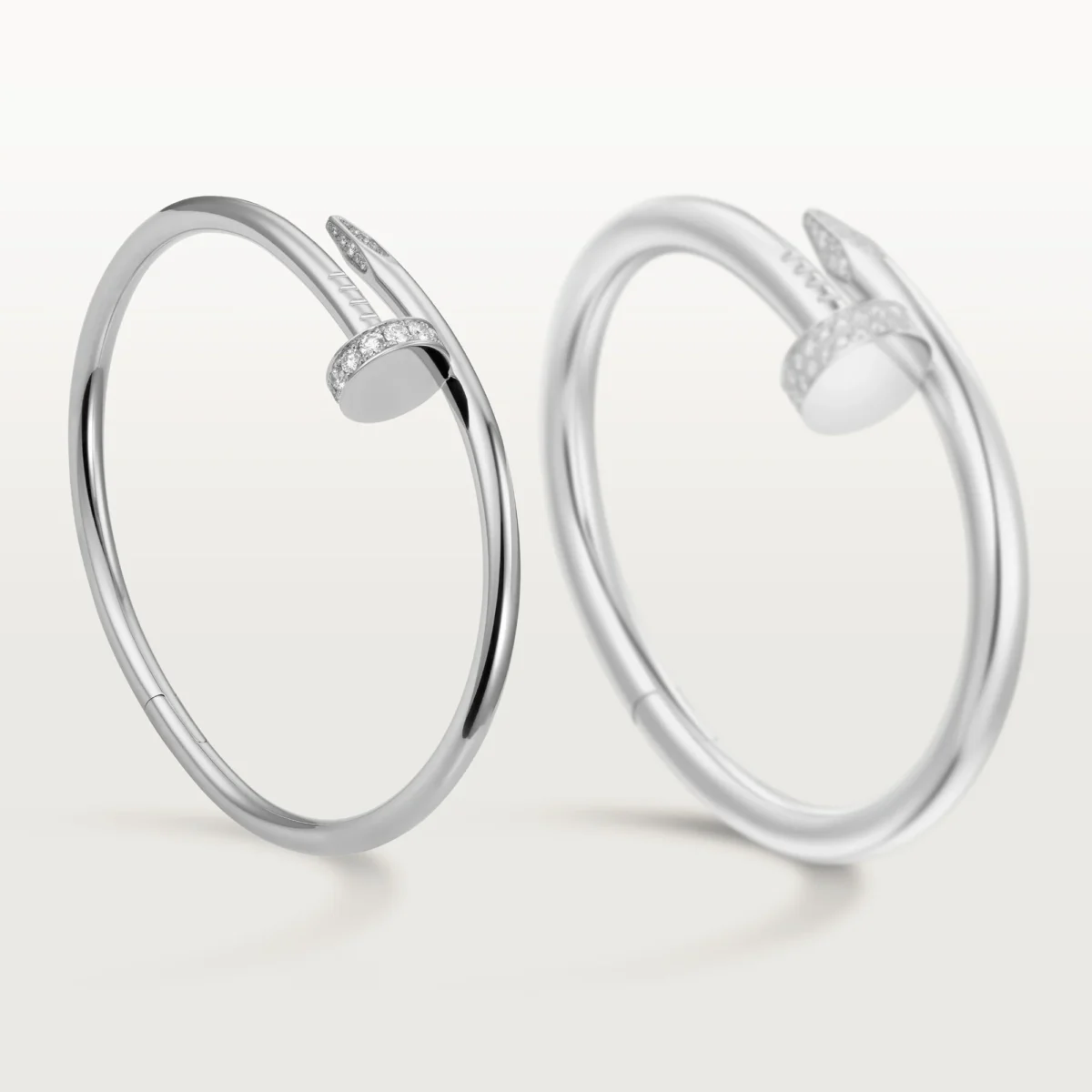Thumb Elegant White Gold Nail Inspired Bangle with Sparkling Crystals Classic Model 8