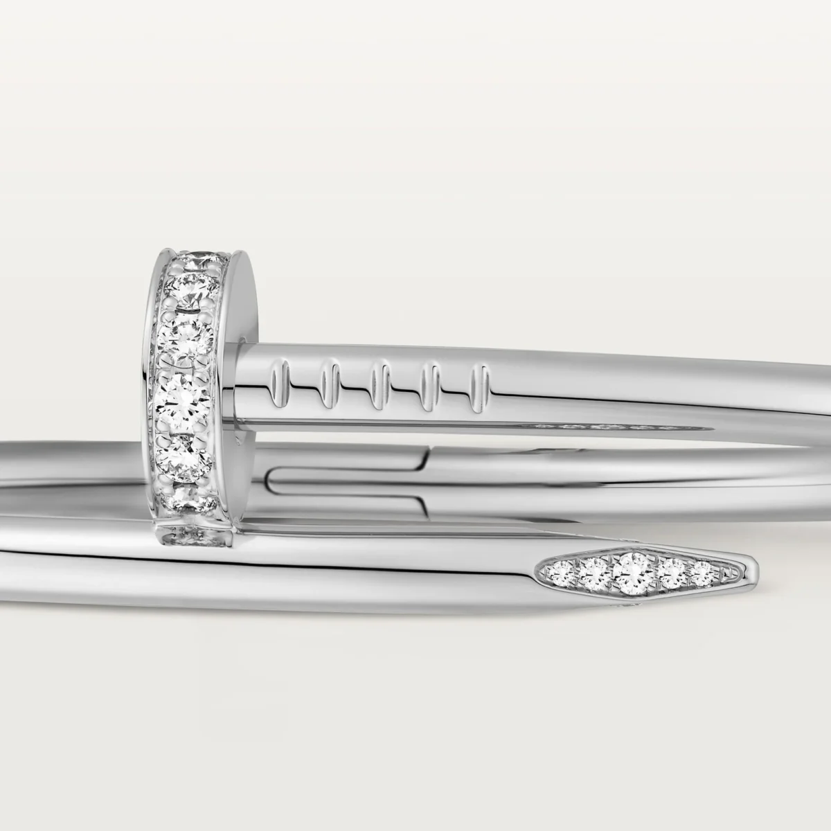 Thumb Elegant White Gold Nail Inspired Bangle with Sparkling Crystals Classic Model 9