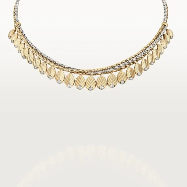 Whispers of the Forest – Luxe Botanical Collar Necklace with Radiant Leaf Drops