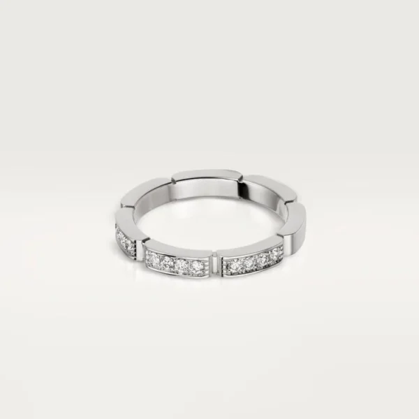 White Gold Brilliance Of Unity – Segment-Linked Ring With Gleaming Stones