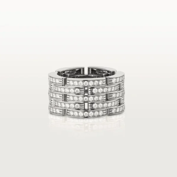 White Gold Cascade Of Lights – Statement Ring With Structured Brilliance