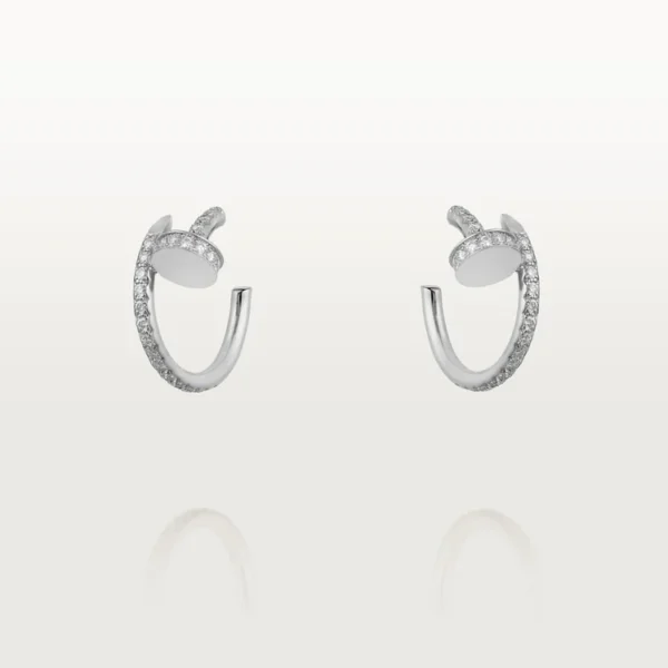 White Gold Coil of Daring – Elegant Half-Hoop Earrings Wrapped in Radiant Crystals, small model