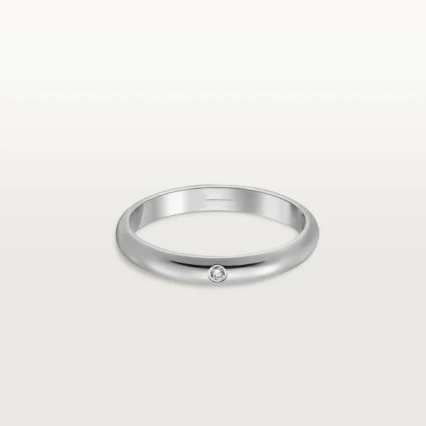 Platinum Gold Dot of Eternity – Smooth Wedding Ring Featuring a Tiny Brilliance, 2.6 mm width