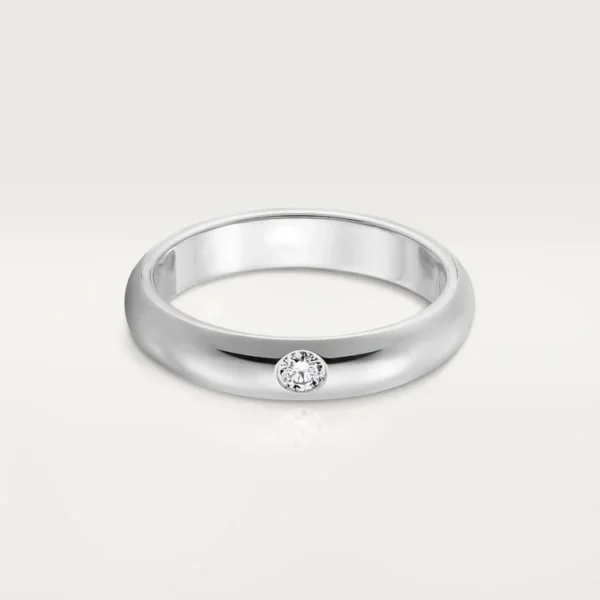 Platinum Gold Dot of Eternity – Smooth Wedding Ring Featuring a Tiny Brilliance, 3.5 mm width