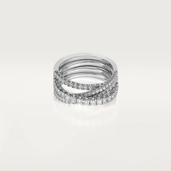 White Gold Flow Of Eternal Grace – Delicate Overlapping Bands With Diamond Detail