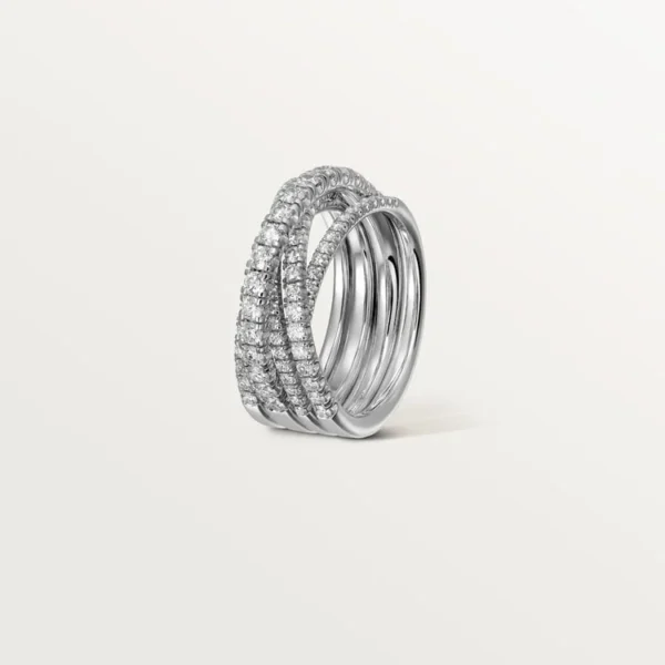 White Gold Flow Of Eternal Grace – Delicate Overlapping Bands With Diamond Detail