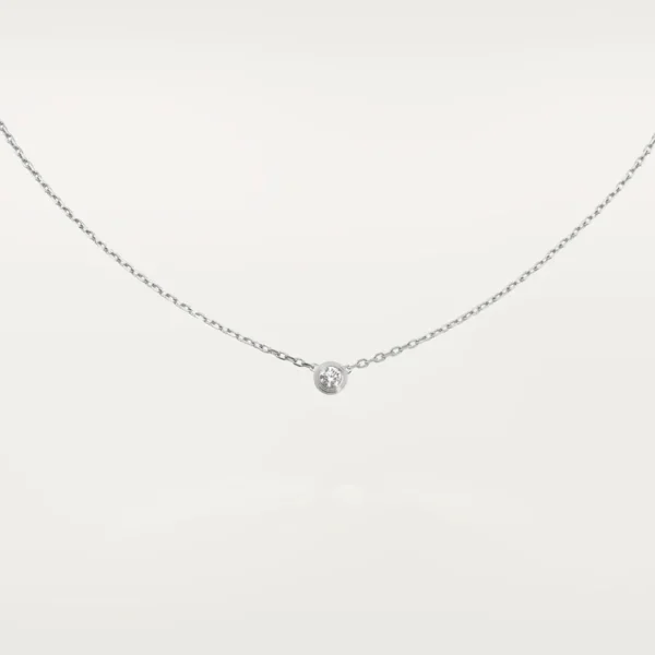 White Gold Light of Simplicity – Minimalist Solitaire Necklace with Single Crystal Center, small model