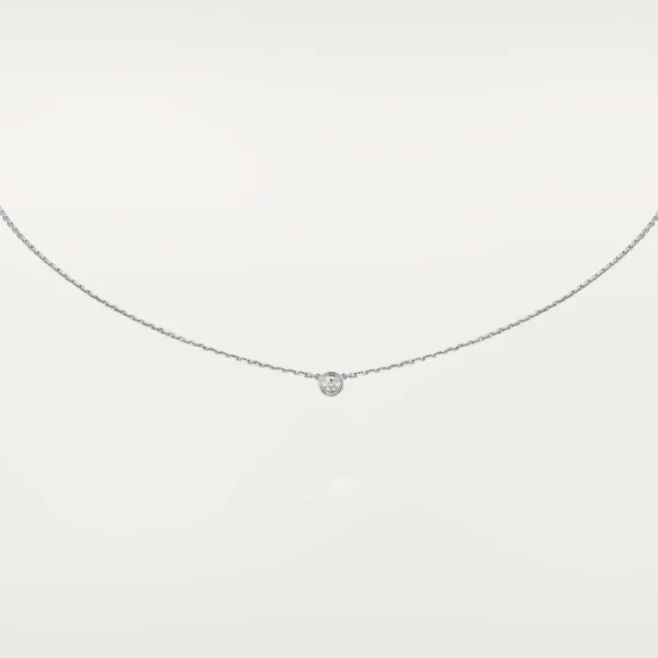 White Gold Light of Simplicity – Minimalist Solitaire Necklace with Single Crystal Center, mini model
