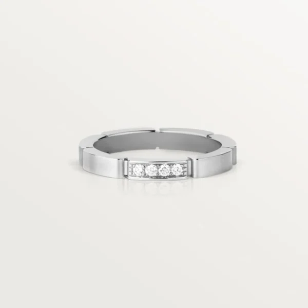 White Gold Rhythm Of Brilliance – Minimalist Block Ring With Four Diamonds