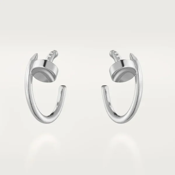 White Gold Twist Blossom – Minimalist Hoop Earrings with Structural Petal Detail, small model